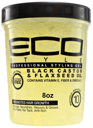 ECO STYLE Black Castor & Flaxseed Oil Hair Gel, Sareya Beauty Supply Store in calgary